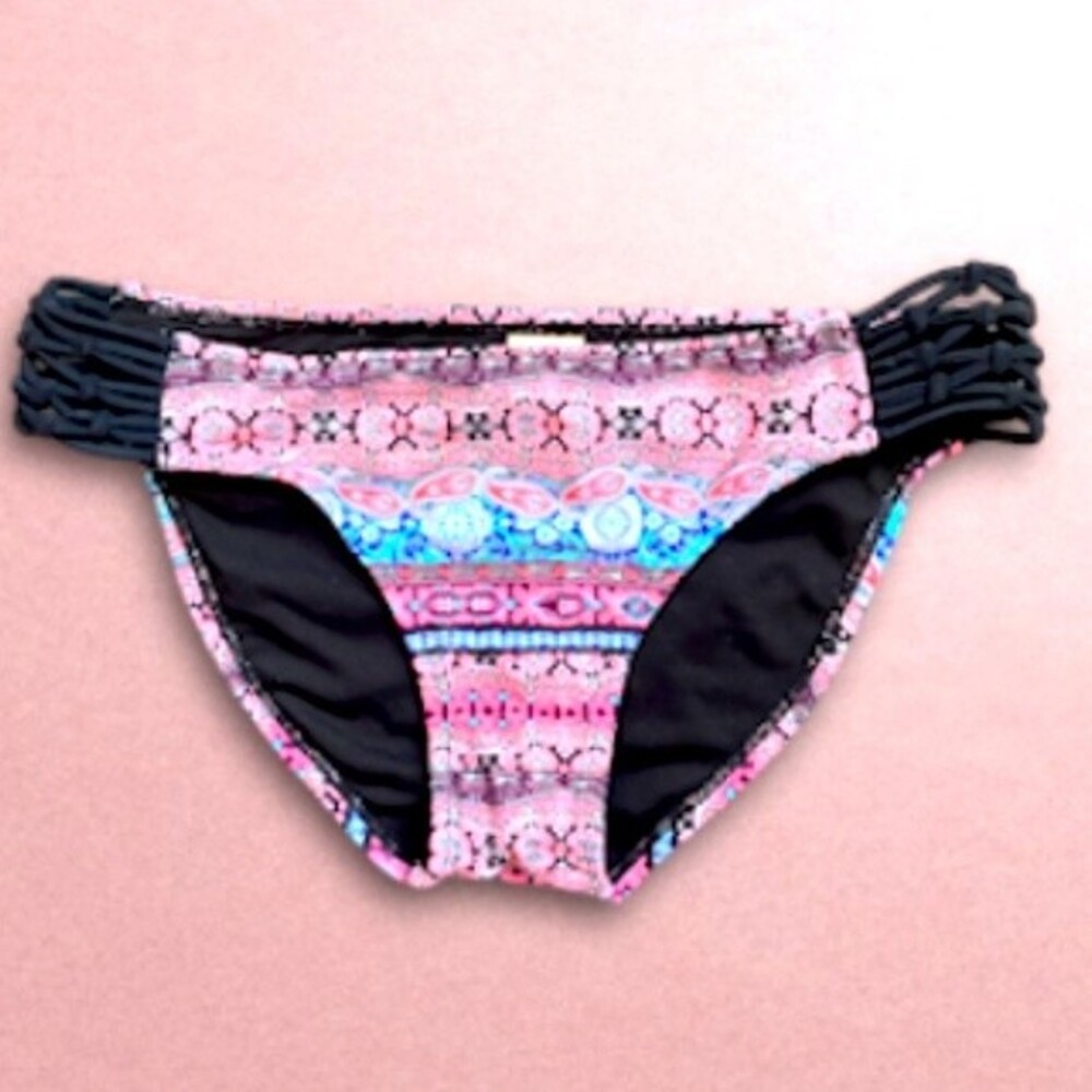 Arizona jeans swim bottom size small neon pink , black , blue Paisley NWOT